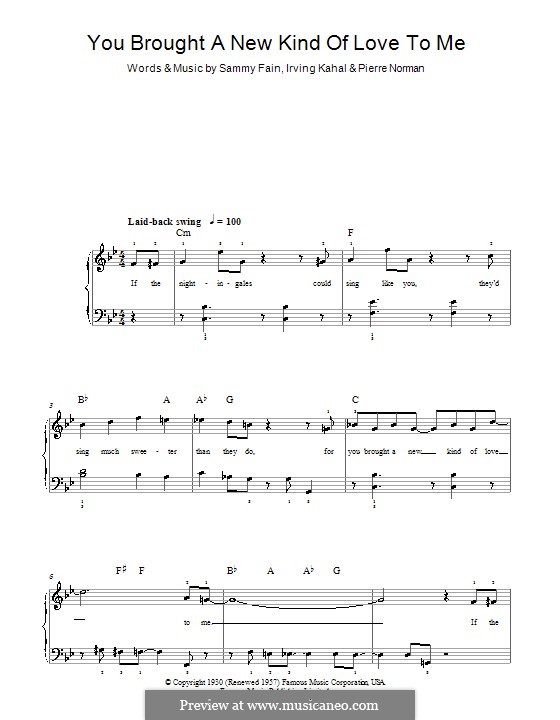 You Brought a New Kind of Love to Me (Frank Sinatra): Für Klavier, leicht by Irving Kahal, Pierre Norman Connor, Sammy Fain