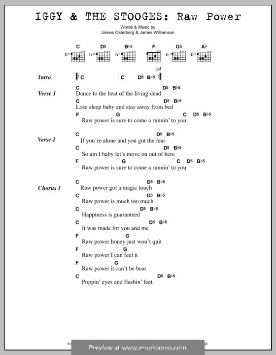 Raw Power (Iggy Pop): Texte und Akkorde by James Williamson