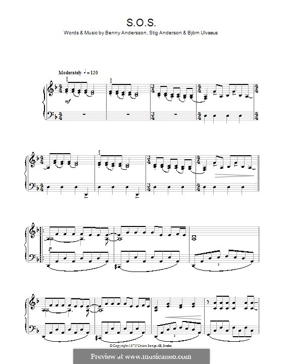 S.O.S. (ABBA): Für Klavier by Benny Andersson, Björn Ulvaeus, Stig Anderson