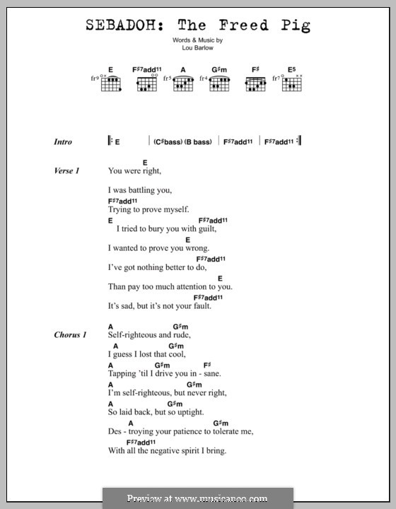 The Freed Pig (Sebadoh): Text und Akkorde by Lou Barlow