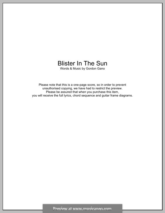 Blister in the Sun (Violent Femmes): Text und Akkorde by Gordon Gano