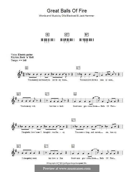 Great Balls of Fire (Jerry Lee Lewis): Für Keyboard by Jack Hammer, Otis Blackwell