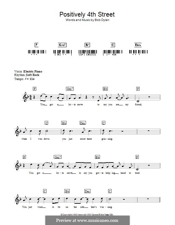 Positively 4th Street: Für Keyboard by Bob Dylan