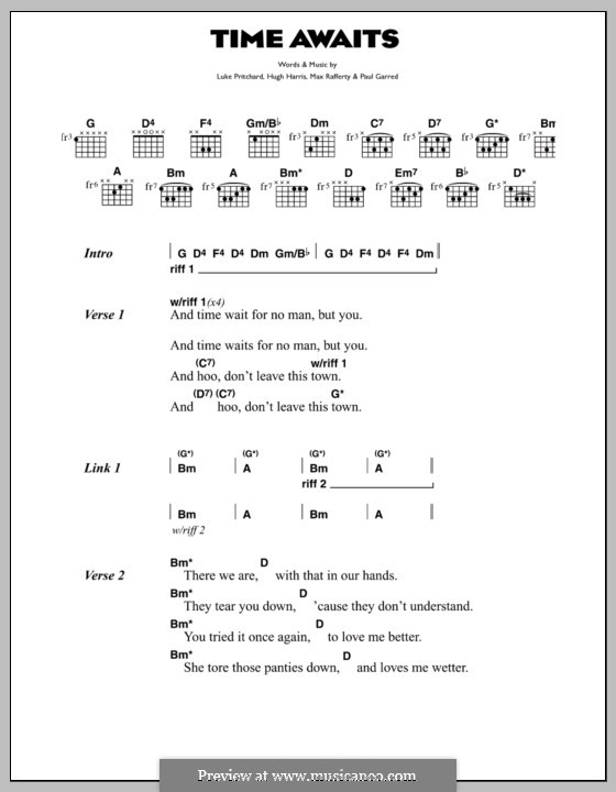 Time Awaits (The Kooks): Text und Akkorde by Hugh Harris, Luke Pritchard, Max Rafferty, Paul Garred