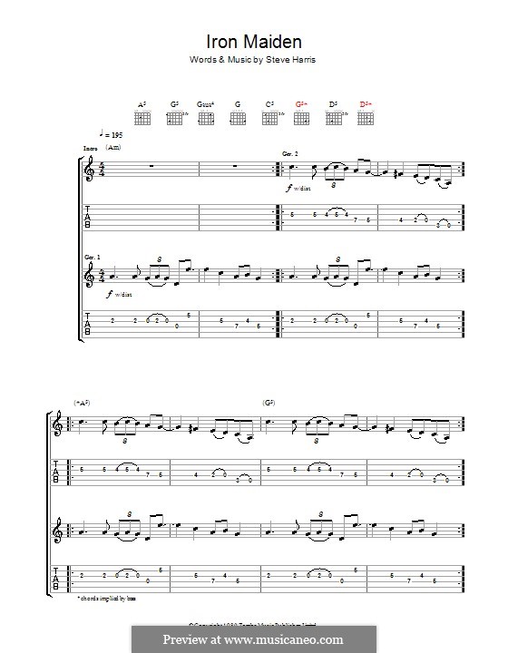Iron Maiden (Iron Maiden): Für Gitarre mit Tabulatur by Steve Harris