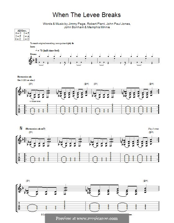 When the Levee Breaks (Led Zeppelin): Für Gitarre mit Tabulatur by John Paul Jones, Jimmy Page, John Bonham, Memphis Minnie, Robert Plant