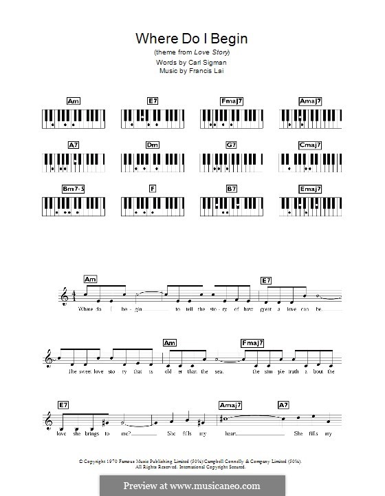 Where Do I Begin (Theme from Love Story): Für Keyboard by Francis Lai