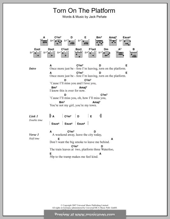 Torn on the Platform: Texte und Akkorde by Jack Peñate