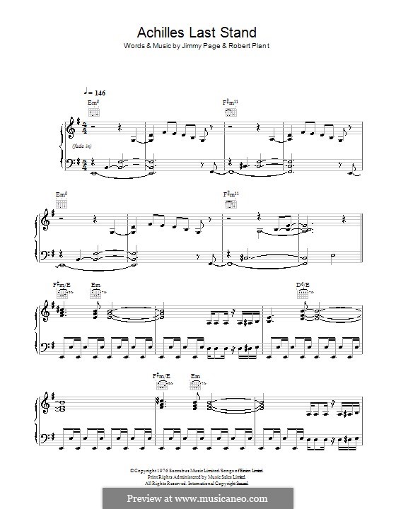 Achilles Last Stand (Led Zeppelin): Für Stimme und Klavier (oder Gitarre) by Jimmy Page, Robert Plant