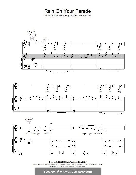 Rain on Your Parade (Duffy): Für Stimme und Klavier (oder Gitarre) by Steve Booker