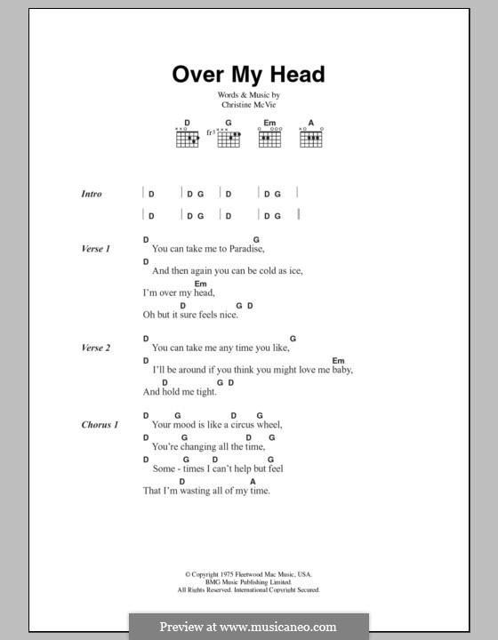 Over My Head (Fleetwood Mac): Text und Akkorde by Christine McVie
