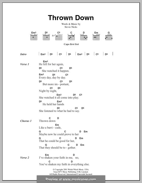 Thrown Down (Fleetwood Mac) von S. Nicks Noten auf MusicaNeo