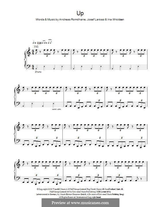 Up (The Saturdays): Für Stimme und Klavier (oder Gitarre) by Andreas 'Quiz' Romdhane, Ina Wroldsen, Josef Larossi