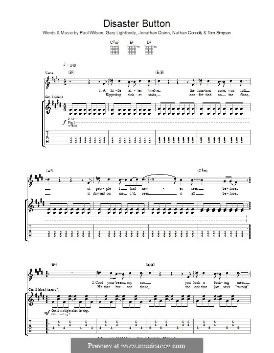 Disaster Button (Snow Patrol): Für Gitarre mit Tabulatur by Gary Lightbody, Jonathan Quinn, Nathan Connolly, Paul Wilson, Tom Simpson