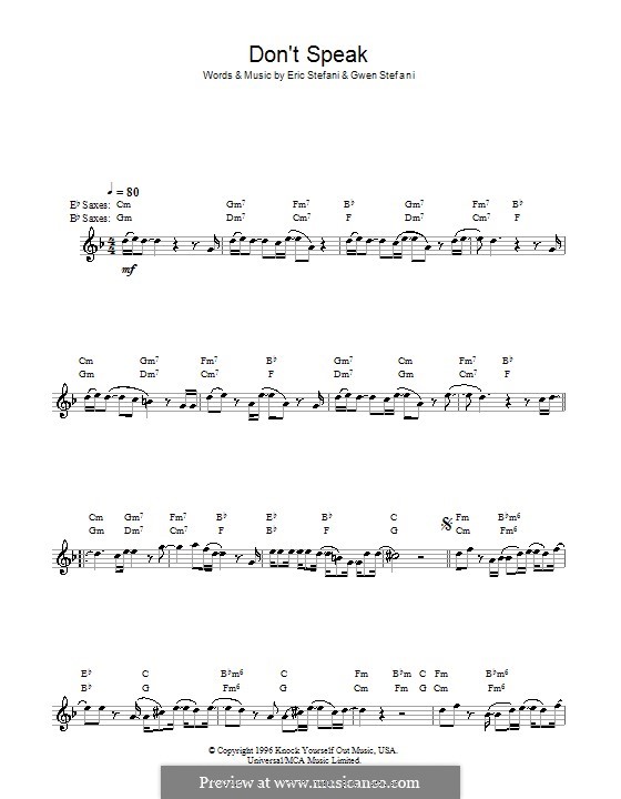 Don't Speak (No Doubt): Für Saxophon by Eric Stefani, Gwen Stefani