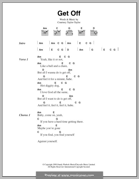 Get Off (The Dandy Warhols): Texte und Akkorde by Courtney Taylor-Taylor