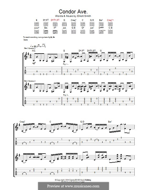 Condor Ave.: Für Gitarre mit Tab by Elliott Smith