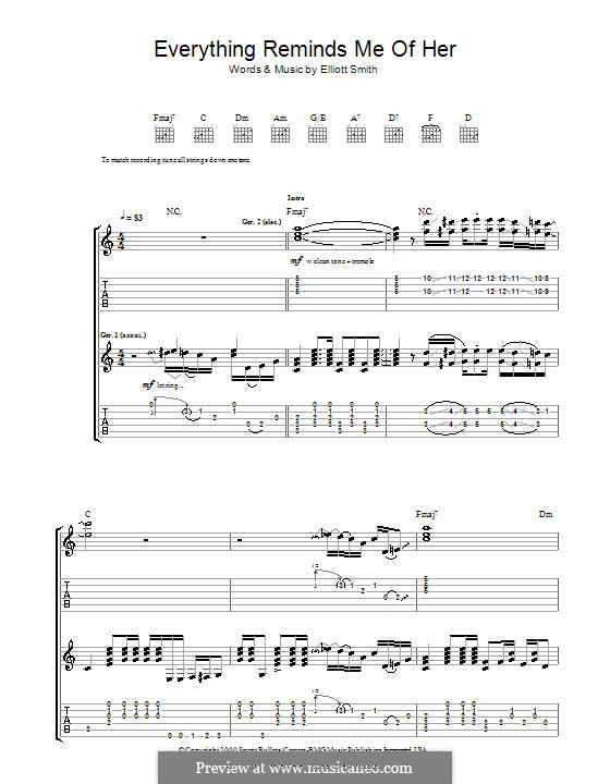 Everything Reminds Me of Her: Für Gitarre mit Tab by Elliott Smith
