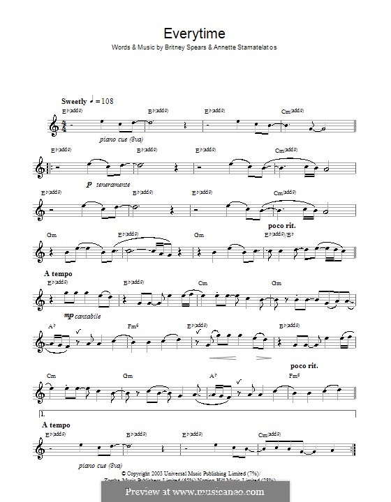 Everytime: Für Saxophon by Annette Stamatelatos, Britney Spears