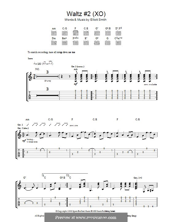 Waltz No.2 (XO): Für Gitarre mit Tab by Elliott Smith