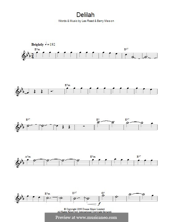 Delilah (Tom Jones): Für Saxophon by Barry Mason, Les Reed