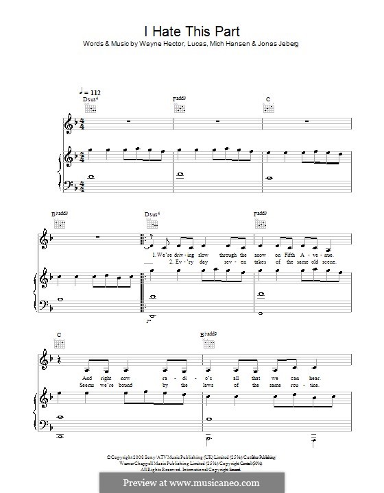 I Hate This Part (Pussycat Dolls): Für Stimme und Klavier (oder Gitarre) by Jonas Jeberg, Lucas Secon, Mich Hansen, Wayne Anthony Hector