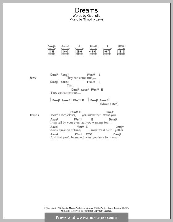 Dreams (Gabrielle): Text und Akkorde by Timothy Laws