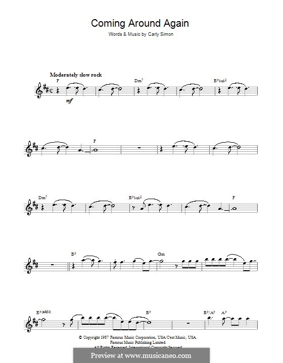 Coming Around Again: Für Saxophon by Carly Simon