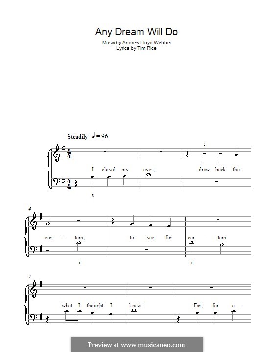 Any Dream Will Do: Einfache Noten für Klavier (G-Dur) by Andrew Lloyd Webber