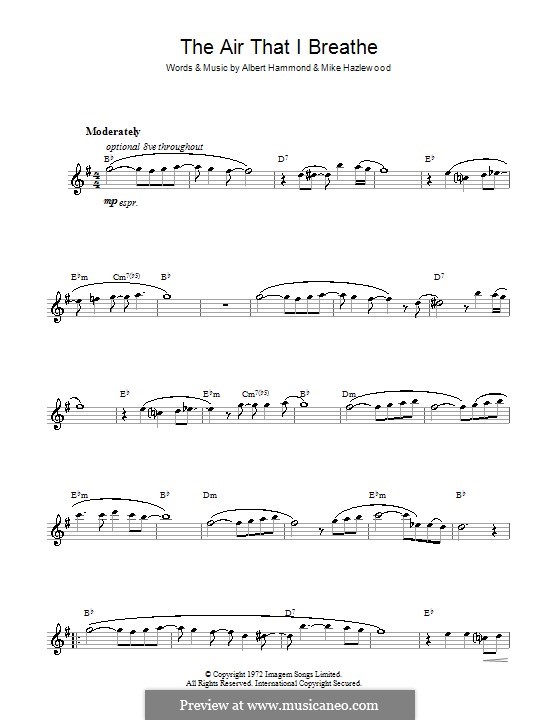 The Air That I Breathe (The Hollies): Für Saxophon by Albert Hammond, Mike Hazelwood