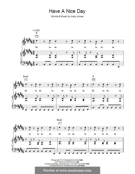 Have a Nice Day (Stereophonics): Für Stimme und Klavier (oder Gitarre) by Kelly Jones
