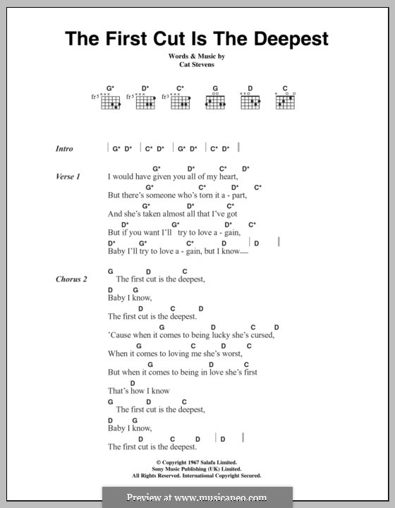 The First Cut Is the Deepest: Text und Akkorde by Cat Stevens