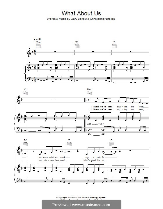 What About Us (John Barrowman): Für Stimme und Klavier (oder Gitarre) by Chris Braide, Gary Barlow