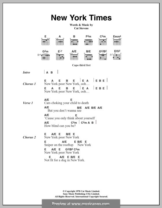 New York Times: Text und Akkorde by Cat Stevens