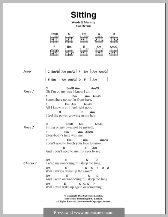 Sitting: Text und Akkorde by Cat Stevens