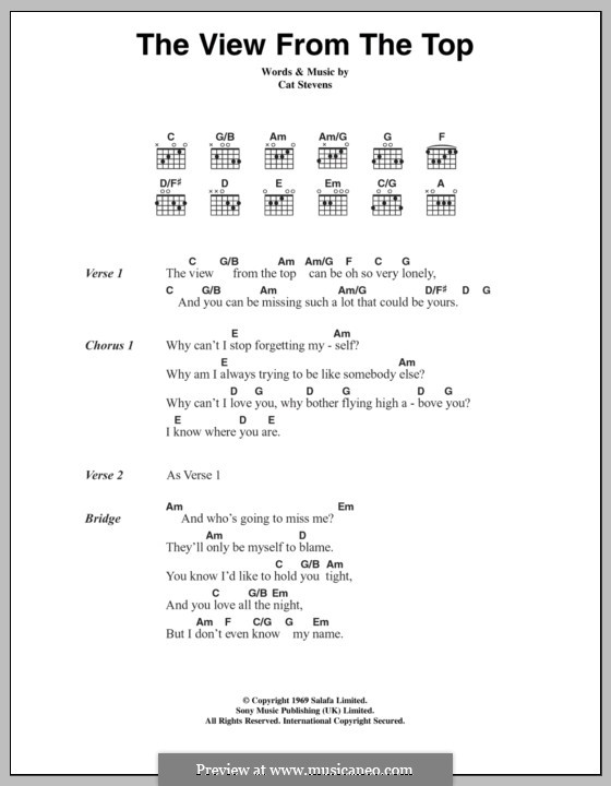 The View from the Top: Text und Akkorde by Cat Stevens