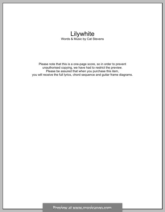Lilywhite: Text und Akkorde by Cat Stevens