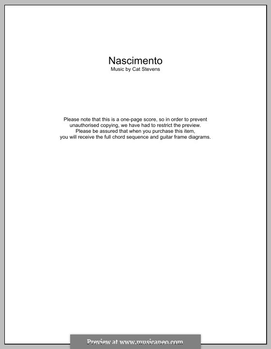Nascimento: Text und Akkorde by Cat Stevens