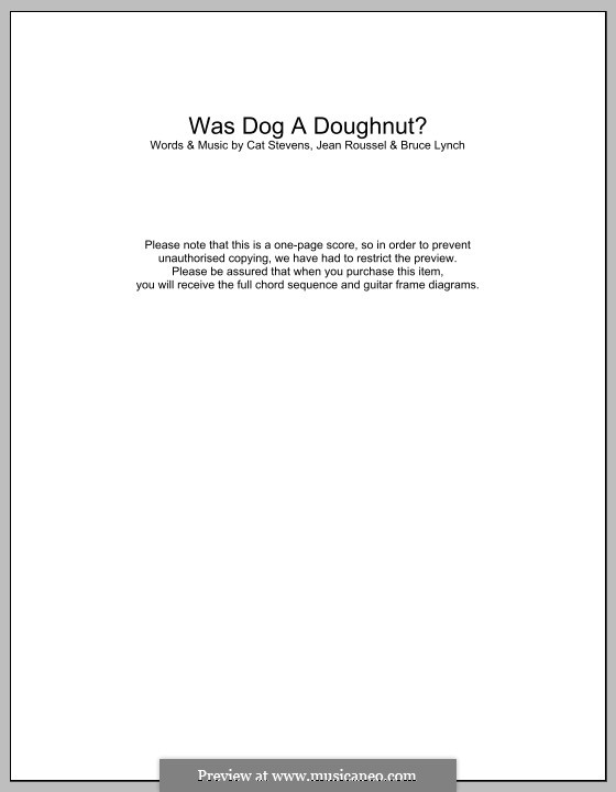 Was Dog a Doughnut?: Texte und Akkorde by Bruce Lynch, Jean Roussel