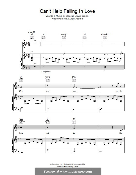 Vocal version: Für Stimme und Klavier oder Gitarre (Michael Buble) by George David Weiss, Hugo Peretti, Luigi Creatore