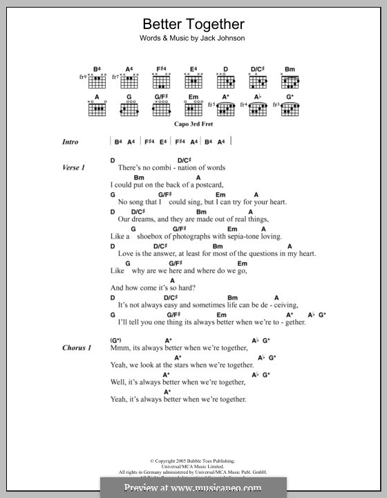 Better Together: Text und Akkorde by Jack Johnson