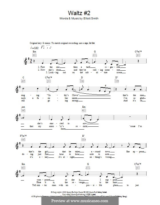 Waltz No.2 (XO): Melodie, Text und Akkorde by Elliott Smith