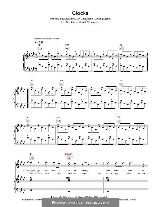 Vocal version: Für Stimme und Klavier (oder Gitarre) by Chris Martin, Guy Berryman, Jonny Buckland, Will Champion