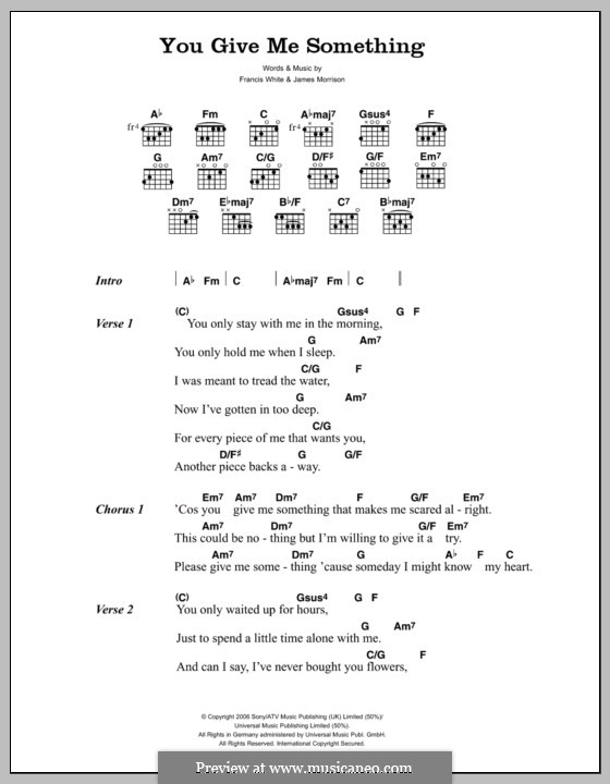 You Give Me Something: Text und Akkorde by Eg White, James Morrison