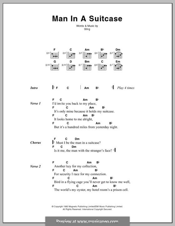 Man in a Suitcase (The Police): Texte und Akkorde by Sting