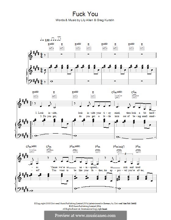 Fuck You: Klavier, Stimme und Gitarre (Lily Allen) by Greg Kurstin