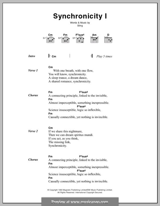 Synchronicity I (The Police): Text und Akkorde by Sting