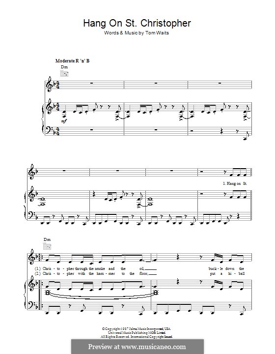 Hang on St. Christopher: Für Stimme und Klavier (oder Gitarre) by Tom Waits
