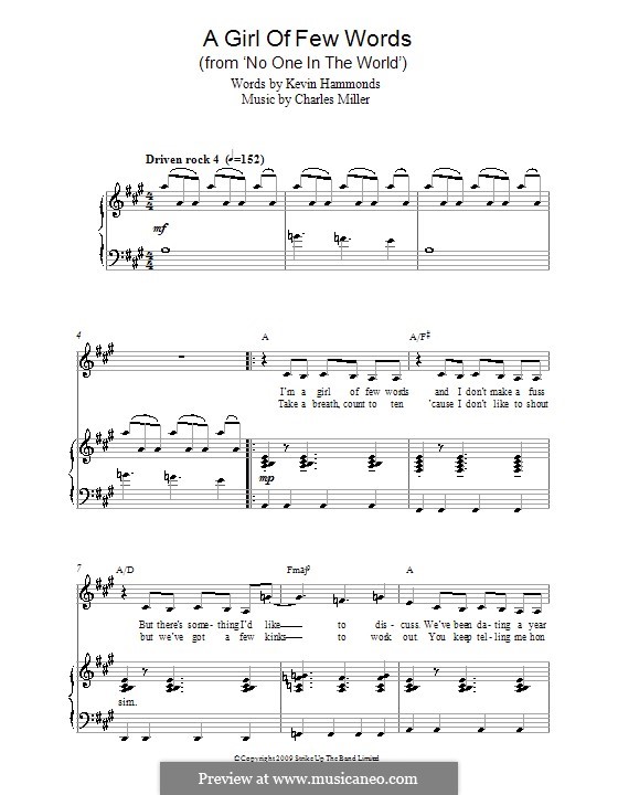 A Girl of Few Words (from No One in the World): Für Stimme und Klavier by Charles Miller