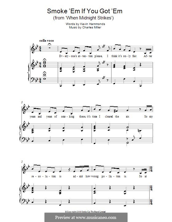 Smoke 'Em if You Got 'Em (from When Midnight Strikes): Für Stimme und Klavier by Charles Miller